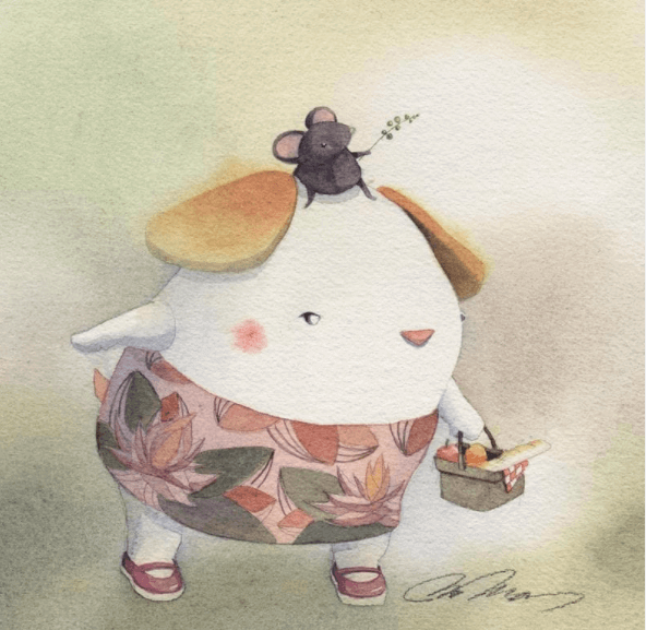 pique nique oeuvre en peinture aquarelle 